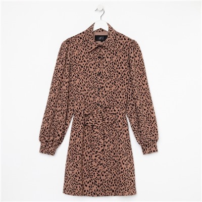 Платье мини женское на пуговицах MIST, размер 50, бежевое