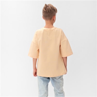 Футболка детская однотонная MINAKU: Basic line, светло-бежевая, рост 110 см