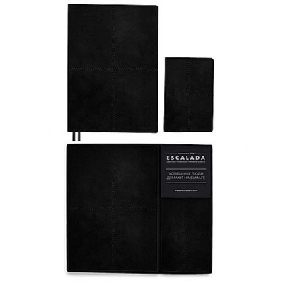 Подарочный набор Ежедневник недатированный А5+ 240стр. "ШЕВРЕТ ЧЁРНЫЙ" + обложка для паспорта 70557 Феникс