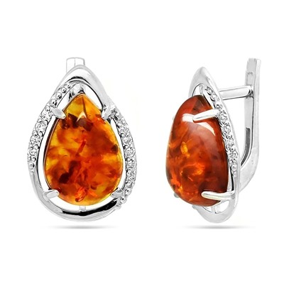 Серьги из серебра янтарь, СП75