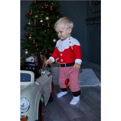 Комбинезон детский вязаный «Крошка Я. Костюм Деда Мороза», рост 68-74 см