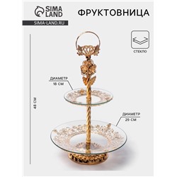 Этажерка-фруктовница круглая «Расцвет», 2 яруса, d=18/29 см, h=48 см, стекло