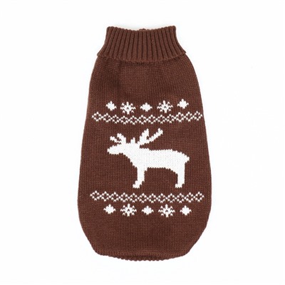 Свитер «Олень», XS (ДС 17, ОШ 17, ОГ 23-37 см), коричневый