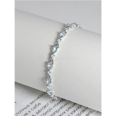 Браслет из серебра с натуральным SKY топазом и фианитами родированный 925 пробы 6-005р402