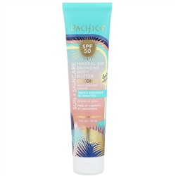 Pacifica, Sun + Skincare, Mineral SPF Bronzing Body Butter, SPF 50, Coconut, 5 fl oz (147 ml)