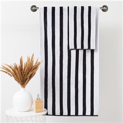 Полотенце махровое Этель ЧБ «Полоски», пестроткань, 70×130 см