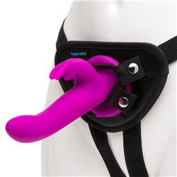Лиловый страпон Rechargeable Vibrating Strap-On Harness Set - 17,6 см.