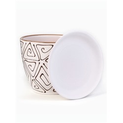 Горшок для цветов «Абстракция», 1 л, d=15 см, h=13 см, керамический, с поддоном, белый