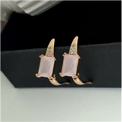 Серьги "Xuping" с камнем, цвет розовый , покрытие позолота, арт.748.078