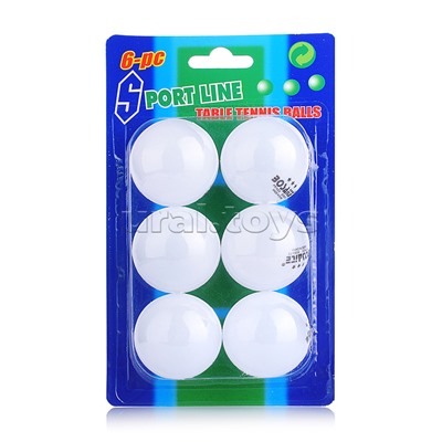 Набор мячей для тенниса (6 шт.) белый, блистер