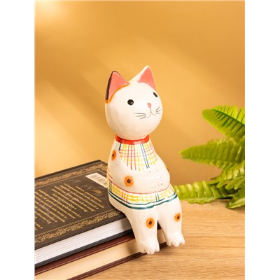 Сувенир «Котенок в рубашке сидячий», 6×6×15 см, дерево