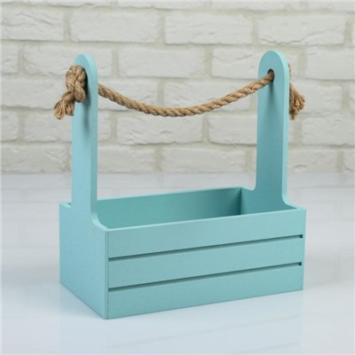 Подарочный ящик «Аром», деревянный, ручка - канат, голубой, набор 3 шт.