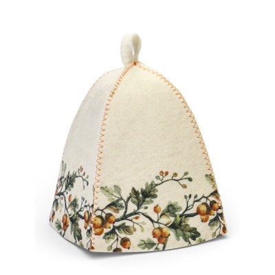 Шапка для бани и сауны «Дубовый венок», полиэфир, шерсть, белая