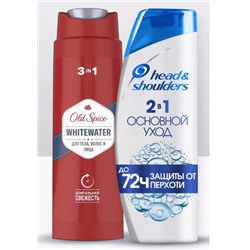 Набор подарочный Head & Shoulders/OLD SPICE 2 предмета (Гель д/душа Head & Shoulders 2 в 1 Основной Уход 200мл +Old Spice Whitewater Гель для душа 3 в 1 250мл)