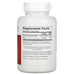 Protocol for Life Balance, C-1000 + Zinc-15, 120 вегетарианских капсул