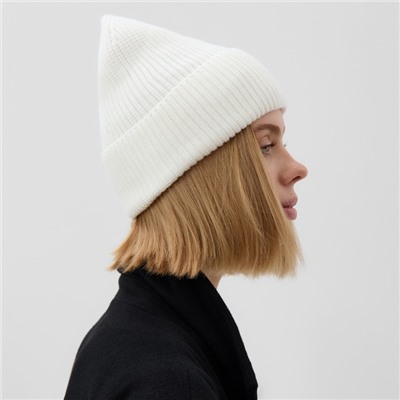 Шапка с отворотом женская MINAKU, размер 54-56, экрю