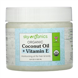 Sky Organics, органическое кокосовое масло с витамином E, 500 мл (16,9 жидк. унций)