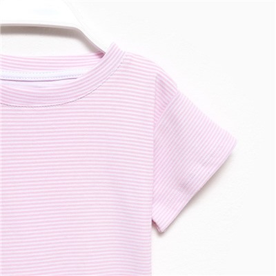 Футболка для девочки в полоску KAFTAN: Basic line, размер 30, (98-104 см), розовая