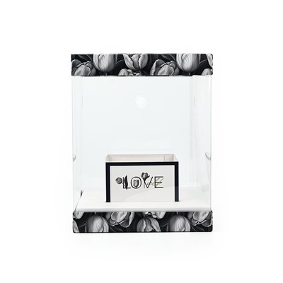 Коробка для цветов с вазой и пластиковыми окнами складная «Чёрно-белая эстетика», 23×30×23 см