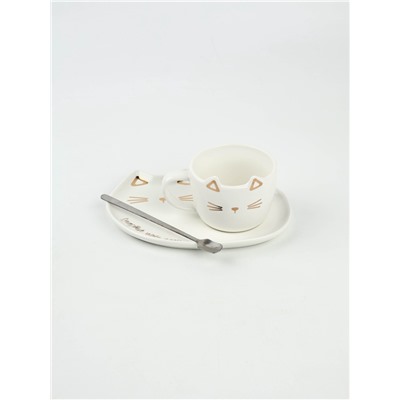 Чайная пара «Счастье уже здесь»: кружка 200 мл, блюдце 18×11 см, ложка