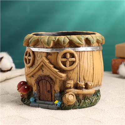 Декоративное кашпо для цветов «Домик-грибочек», 13×13×11 см, керамическое, Greengo