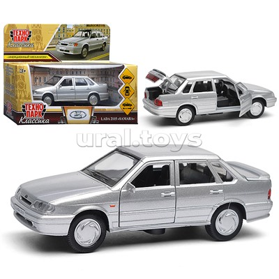 Машина металл Ваз-2115 "Самара" длина 12 см, двери, серебристо-серый