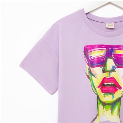 Футболка женская MINAKU Girl, лиловая, размер 44
