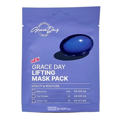 Тканевая маска для лица подтягивающая с бакучиолом и протеином сои Lifting Mask Pack Grace Day, Корея, 27 мл Акция