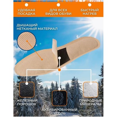 Самонагревающиеся стельки, грелки, зимние, с подогревом, термостельки, 36-39 размер, длина стельки 23 см