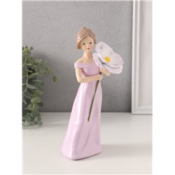 Фигурка «Девушка с большим цветком в руках», полистоун, 9.5×7.2×19.4 см