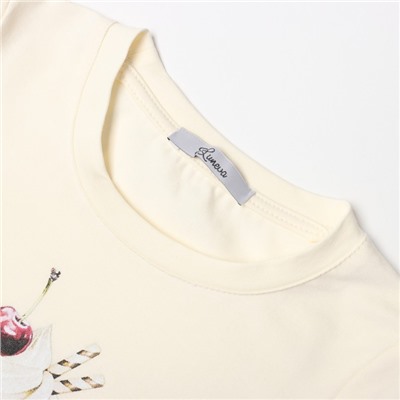 Лонгслив для девочки, цвет молочный, рост 134 см