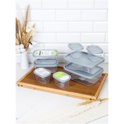 Набор пластиковых контейнеров прямоугольный 8 штук 290х4/710х2/1790х2 мл / 90437 /уп 18/ ДОП СКИДКА НА КОРОБ 3%