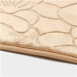 Коврики для ванной и туалета Доляна «Галька, ракушки», 2 шт., 39×40 см, 50×80 см, бежевые