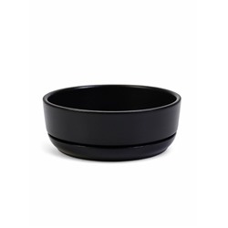 Горшок - бонсайница «Огма» для кактусов и суккулентов, 1.4 л, d=18 см, h=6.5 см, керамика, с поддоном, чёрный