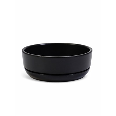 Горшок - бонсайница «Огма» для кактусов и суккулентов, 1.4 л, d=18 см, h=6.5 см, керамика, с поддоном, чёрный