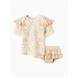 Комплект для девочки (футболка и шорты) детский MINAKU Nature, рост 80-86 см, бежевый