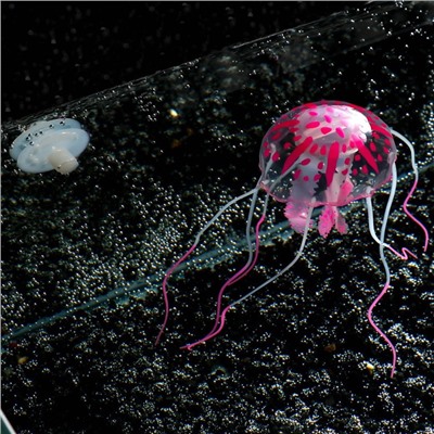 Декор для аквариума «Медуза», 5×5×15 см, с неоновым эффектом, силикон, розовая