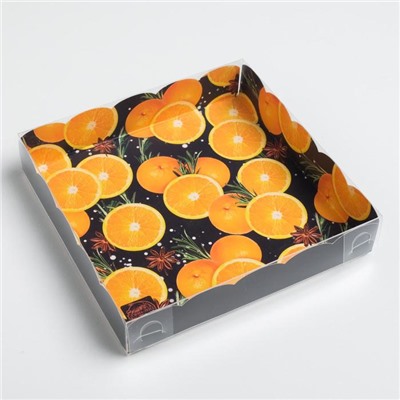 Коробка для кондитерских изделий с пластиковой крышкой «С Новым годом», 15×15×3 см