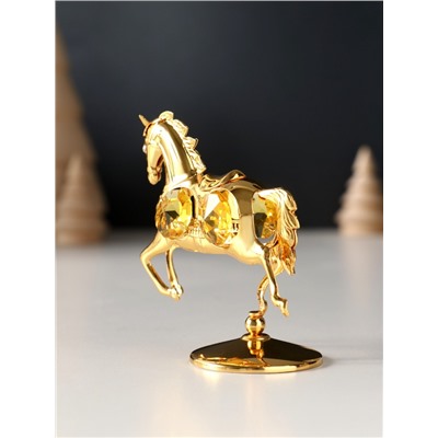 Фигурка металл «Лошадка маленькая» с 4 жёлтыми хрусталиками на подставке, 6.5×4×8.5 см