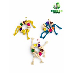 Игрушка для птиц «Браслет», 13.5×5 см, с колокольчиками, цвет МИКС