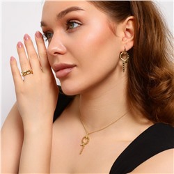 Комплект ювелирной бижутерии Итальянское золото (покрытие желтое 14к) в форме змеи, серьги, кулон на цепочке и кольцо разъемное 17-19 р, арт.213.429