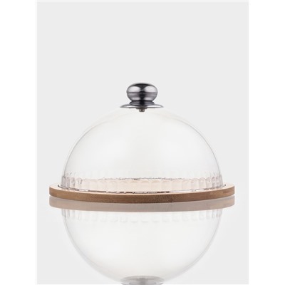 Блюдо с крышкой Доляна «Эстет», d=23.5 см, бамбук, стекло