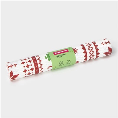 Дорожка на стол Доляна «Новый год», 180×30 см, белая