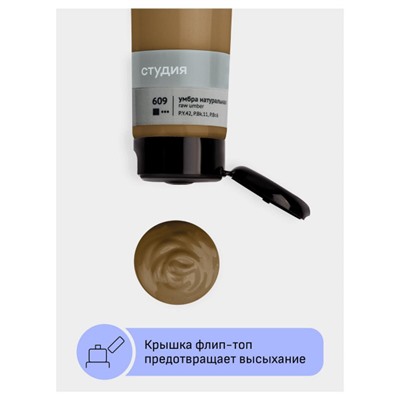 Акриловая краска 110 мл "Студия" умбра натуральная, в тубе 2802110609 Гамма