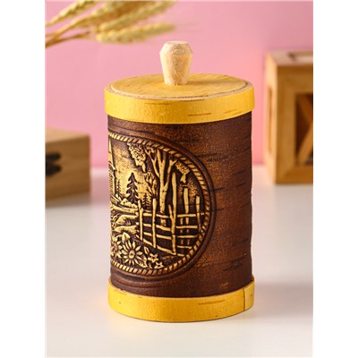 Туес «Деревенька», банка для хранения, береста