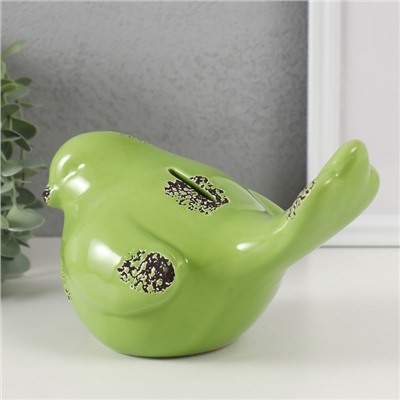 Копилка для денег «Зелёный воробышек», керамика, 18.8 11.9×13 см