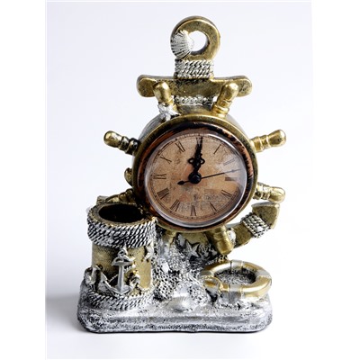 Часы настольные интерьерные «Штурвал», на батарейках, 13.5×7.5×20.5 см, d=8 см