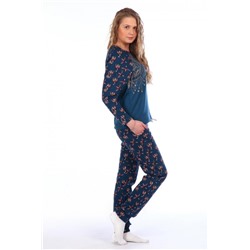 Женский домашний костюм с брюками и кофтой 146 (Синий)