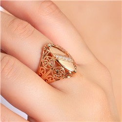 Кольцо 19 р крупное ювелирная бижутерия коллекция "Дубай" покрытие позолота, вставка: фианиты, цвет: прозрачный, арт.314.789-19