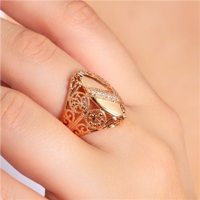 Кольцо 20 р крупное ювелирная бижутерия коллекция "Дубай" покрытие позолота, вставка: фианиты, цвет: прозрачный, арт.314.789-20